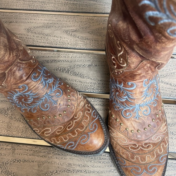 Old Gringo Brown and Blue Embroidered Boots - Picture 2 of 9